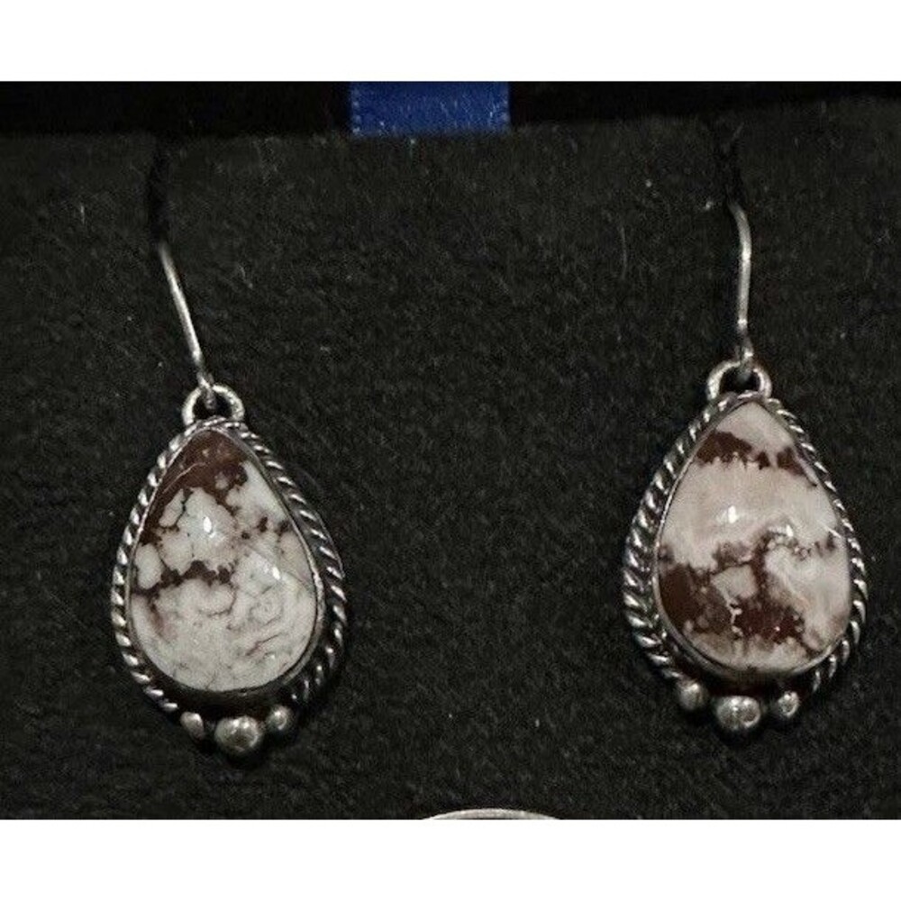 Native American Navajo Sterling Silver Wild Horse Turquoise Earrings Signed MP